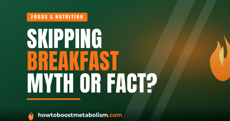 skipping breakfast and metabolism - empty breakfast plate with a clock